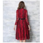 ElaCentelha Brand Dress Summer Women Hihg Quality Lace Hollow Out Contrast Color Dress Casual Full Sleeve Women's Long Dresses