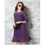 ElaCentelha Brand Women Dress Casual High Quality Solid O Neck A Line Knee Length With Sashes Dress New Women's Dresses