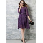 ElaCentelha Brand Women Dress Casual High Quality Solid O Neck A Line Knee Length With Sashes Dress New Women's Dresses