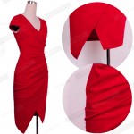 Elegant Charming Knee Length Cap Sleeve Women's Sexy V Neck Bodycon Club Wear Wrap Pencil Dress Casual Sheath Black Dresses G728