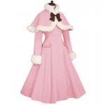 Elegant Custom Tailored Lolita Coat Women's Winter Long Wool Coat with Fur Cuffs and Cape Jacket