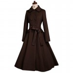 Elegant Custom Tailored Lolita Coat Women's Winter Long Wool Coat with Fur Cuffs and Cape Jacket