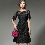 Elegant Women Patchwork Lace Dress 2017 New Summer Fashion Vintage Back Runway Dress Evening Party Dresses Vestidos De Festa