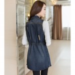 Elegdream 2017 Spring Summer Women New Fashion Vintage Sleeveless Denim Vest Female Jeans Jacket Slim Long Outerwear Thin Coats