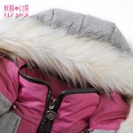 Elf SACK whisted winter female fashion long-sleeve all-match fashion fur collar color block down coat female long design