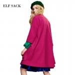 Elf SACK winter p double patch pocket double faced wool coat loose woolen outerwear female long design 