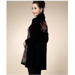 Embroidery Velvet Dress Women Peacock Velvet Cardigan Sequins Plus Size 6XL Clothing Woman Poncho Winter High Collar Dresses