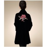 Embroidery Velvet Dress Women Peacock Velvet Cardigan Sequins Plus Size 6XL Clothing Woman Poncho Winter High Collar Dresses