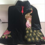 Embroidery Velvet Dress Women Peacock Velvet Cardigan Sequins Plus Size 6XL Clothing Woman Poncho Winter High Collar Dresses