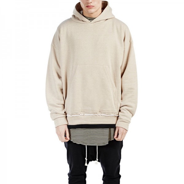 England Style High Street Beige Oversized Loose Fit Hoodie Urban Pullover With Hoody Hooded