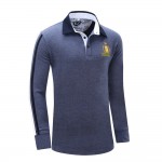 Europe Size New Brand Men's Solid Long Sleeve Polo Shirt Autumn Full Sleeve Warm Shirt Casual Topes Jeans Blue Plus Size 051