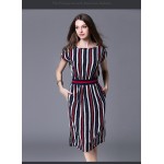 Europe Stripe Long Summer Dress Dress Vestidos Mujer 2017 Ukraine Office Work Dress Robe Longue Femme Ete Vestidos Longo 71645