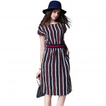 Europe Stripe Long Summer Dress Dress Vestidos Mujer 2017 Ukraine Office Work Dress Robe Longue Femme Ete Vestidos Longo 71645