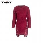 European American Style New Arrival Knit Women Pullovers Dress Fashion O neck Long Sleeve Winter Vestido Casual Sweater Dresses