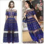 European high-end high-quality clothing, beautiful woman full of sheer embroidered lace stitching ladies formal wear long dress