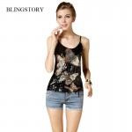 European style high quality women's top new paillette butterfly tank summer tanks & camis sequin vest women tops Dropshipping