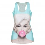 F51 Vest Tank Summer New 2016 T-Shirt 3D Vest Tops Camisole Sexy Top Women MARILYN MONROE Tops Print Tees