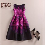 FANSGE vestidos de fiesta 2016 Summer Sundress Tunic Vintage Elegant Floral Print Slim Vest Dresses Women Plus Size Clothing