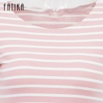 FATIKA Women Casual Summer Dress Short Sleeve O-Neck Bodycon Dress Striped Side Split T Shirt Women's Slim Fit Dresses