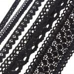 FENGRISE Apparel Sewing Fabric 5 Yards DIY Ivory Cream Black Trim Cotton Crocheted Lace Fabric Ribbon Handmade Accessories Craft