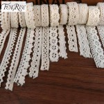 FENGRISE Apparel Sewing Fabric 5 Yards DIY Ivory Cream Black Trim Cotton Crocheted Lace Fabric Ribbon Handmade Accessories Craft