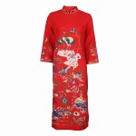 FGLAC New Arrivals 2017 spring retro Slim red Chinese style cheongsam dress Elegant slim vintage dress Evening party dress