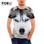 FORUDESIGNS Cool 3D Animal Wolf T Shirt for Men Casual Summer Short Sleeve Tee Shirt Male T-Shirt Fashion Dog Husky Printed Tops