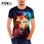 FORUDESIGNS Cool 3D Animal Wolf T Shirt for Men Casual Summer Short Sleeve Tee Shirt Male T-Shirt Fashion Dog Husky Printed Tops