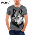 FORUDESIGNS Cool 3D Animal Wolf T Shirt for Men Casual Summer Short Sleeve Tee Shirt Male T-Shirt Fashion Dog Husky Printed Tops