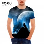 FORUDESIGNS Cool 3D Animal Wolf T Shirt for Men Casual Summer Short Sleeve Tee Shirt Male T-Shirt Fashion Dog Husky Printed Tops