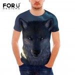 FORUDESIGNS Cool 3D Animal Wolf T Shirt for Men Casual Summer Short Sleeve Tee Shirt Male T-Shirt Fashion Dog Husky Printed Tops