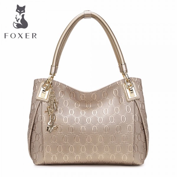 FOXER Brand Design Women Split Leather Shoulder bag Women's Leather Handbag Female Bag Lady Chain lines Shoulder bags