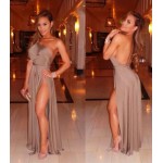 FREE SHIPPING WHOLESALE VINTAGE SEXY ONE SHOULDER BACKLESS HIGH WAIST SLIT PROM BALLGOWN MAXI BEACH LONG DRESS CLUBWEAR