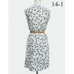 F&H Brand S M L XL XXL 20 Colors Fashion Women New Sleeveless Round Neck Florals Saias Femininas Waistband Print Dress