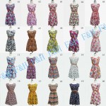 F&H Brand S M L XL XXL 20 Colors Fashion Women New Sleeveless Round Neck Florals Saias Femininas Waistband Print Dress