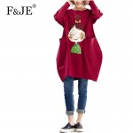 F&je New 2017 Spring Women's Large Size Printing Loose Dresses Femme Casual Clothing Fashion Women Plus Size Dresses J007