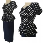 Fantaist 2016 Summer Women Vintage FakeTwo Piece Polka Dot Peplum Office Plus Size Dress Elegant Party Fitted Pencil Work Dress