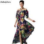 Fashion 2018 Summer Style Women Long Maxi Sexy High Slit Off The Shoulder Evening Party Elegant Cotton Beach Holiday