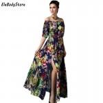 Fashion 2018 Summer Style Women Long Maxi Sexy High Slit Off The Shoulder Evening Party Elegant Cotton Beach Holiday