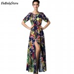 Fashion 2018 Summer Style Women Long Maxi Sexy High Slit Off The Shoulder Evening Party Elegant Cotton Beach Holiday