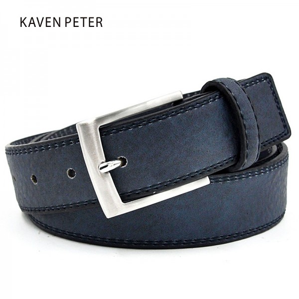 Fashion Accessories Trends Jeans Belt Men Cowskin  Blue Dress With Belt Accessories For Men Trouser Waistband Silver Metal Belt