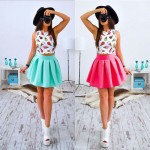 Fashion Boho Dress Women 2017 Summer Beach Sleeveless Casual Dresses Party Short Mini Dress Two Piece Women Clothes LJ4708C