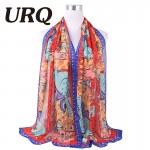 Fashion Brand Designer Scarf Artist Style Dog Print Woman Long Chiffon Silk Shawl Animal Scarves Foulard P5A16565