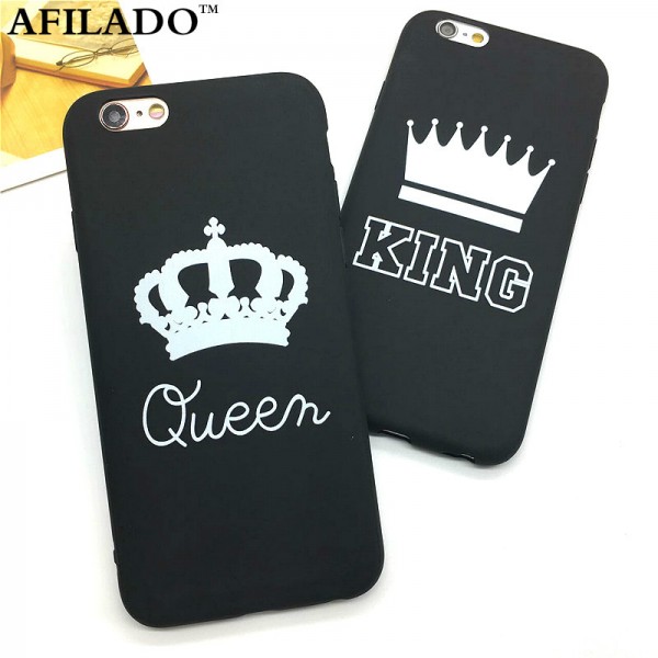 Fashion Brand King Queen Soft TPU Ultra Thin Back Covers for IPhone 6 6s 5 5s SE Phone Cases Silicone Luxury Crown Slim Shell