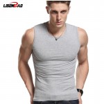 Fashion Brand Men's 95% Cotton O-Neck Tank Tops Summer Male Sleeveless V-Neck Vest 2016 Casual Gilet White / Gray / Black