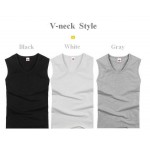 Fashion Brand Men's 95% Cotton O-Neck Tank Tops Summer Male Sleeveless V-Neck Vest 2016 Casual Gilet White / Gray / Black