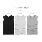 Fashion Brand Men's 95% Cotton O-Neck Tank Tops Summer Male Sleeveless V-Neck Vest 2016 Casual Gilet White / Gray / Black