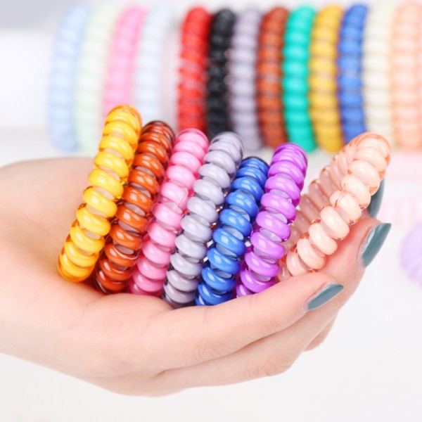 Fashion Cute Candy Color Hair Jewelry Headbands Telephone Line Hair Rope for Women Hair Band 5pcs/bag