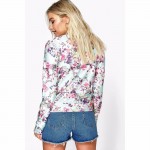 Fashion Floral  Print Women Basic Coats 2016 Autumn Winter Bomber Jacket Long Sleeve Casual Basic Jackets jaqueta feminina