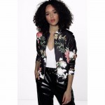 Fashion Floral  Print Women Basic Coats 2016 Autumn Winter Bomber Jacket Long Sleeve Casual Basic Jackets jaqueta feminina